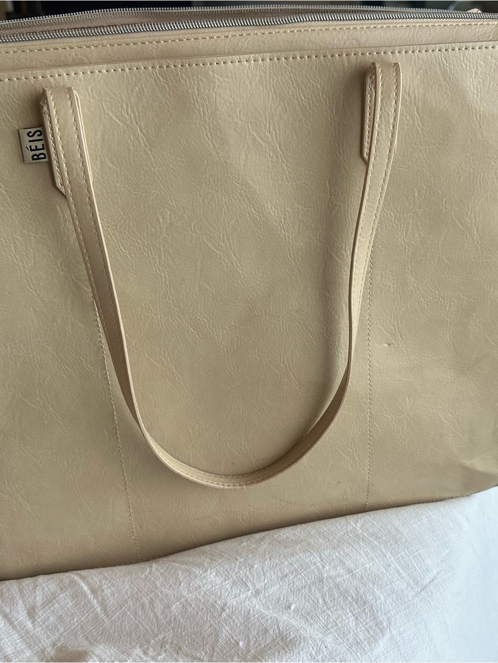 BEIS Beige Leather Laptop Tote - Picture 2 of 5